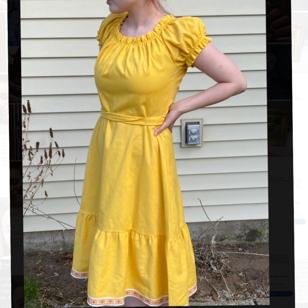 Vintage 70s Peasant Dress